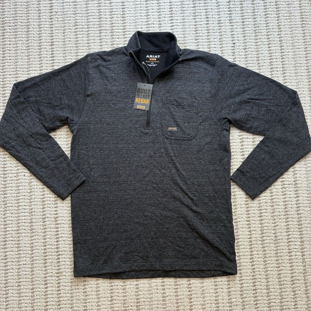 NWT Ariat Rebar Foundation 1/4 Zip Pullover Workwear Charcoal Heather Gray S